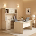 Logan 66W U or L-Shaped Executive Office Desk with Pedestal and Hutch in White Chocolate