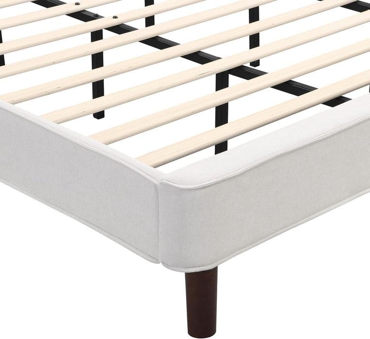 Cordo 44.50" H King Size Bed Set, Upholstered Platform Bed with Wingback Headboard, Solid Wooden Slats Panel Support, No Box Spring Needed, Easy Assembly, Beige