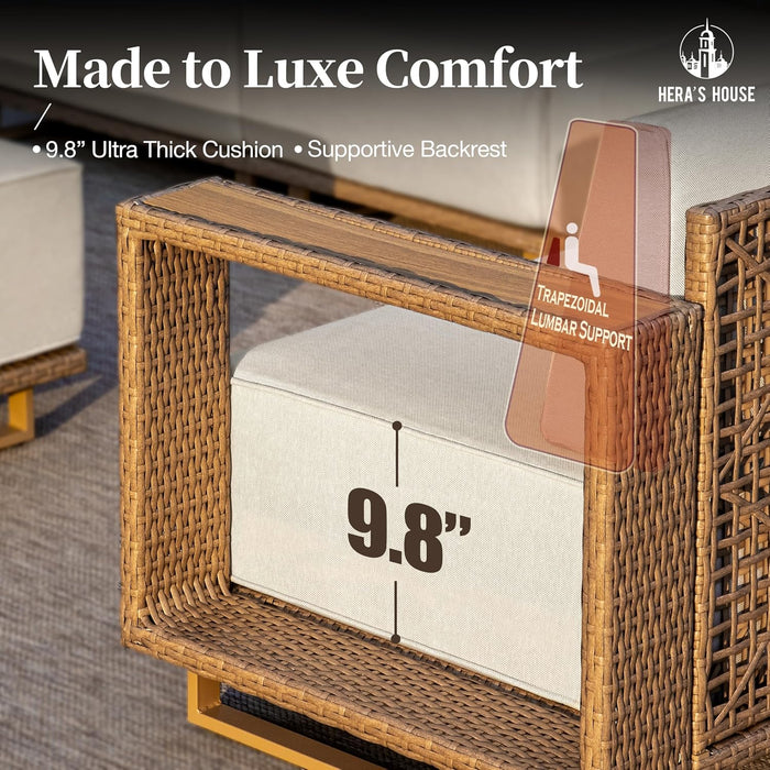9-Piece Patio Sectional Furniture Set with 10" Thick Cushions
