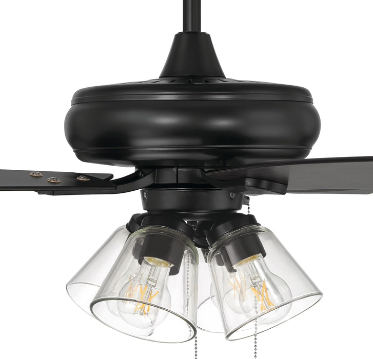 52" Eos 4 Light Ceiling Fan in Flat Black Finish with Reversible Flat Black/Greywood Blades