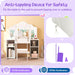 Kids Vanity, 2 in 1 Princess Makeup Desk & Chair Set with Detachable Tri-Folding Mirror, Storage Shelves, Wooden Toddler Vanity Dressing Table, Vanity Set for Little Girls (White)