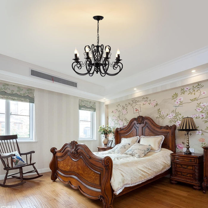 Matte Black 26Inch 8 Light FrenchCountry Chandelier