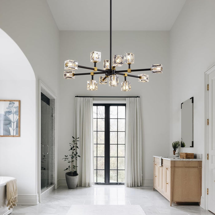 Black Crystal Sputnik Chandelier 12 Lights Adjustable