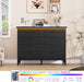 Black Dresser for Bedroom, 8 Drawer Dresser with LED Lights and Power Outlet, Closet Dressers Chests of Drawers, Double Wooden Dressers for Entryway, Hallway