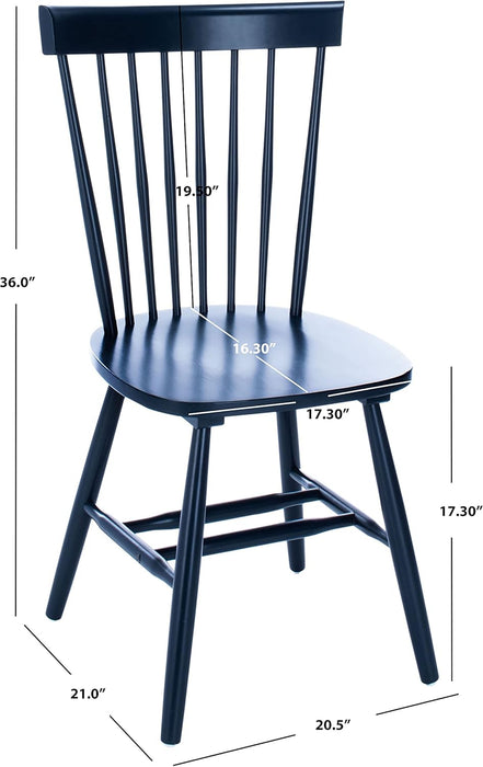 Home Collection Parker Farmhouse Navy Blue Windsor Spindle Solid Wood Dining Chair Set of 2
