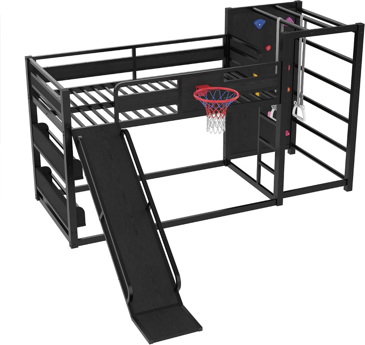 Twin Size PowderCoated Black IndustrialGrade Bunk Bed