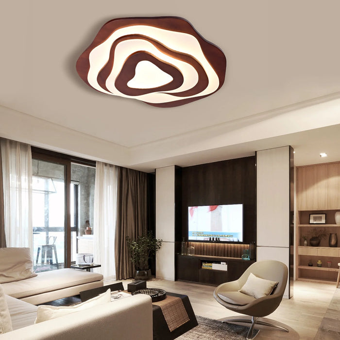 Nordic Irregular Flush Mount Solid Wooden Ceiling Light for Living Room