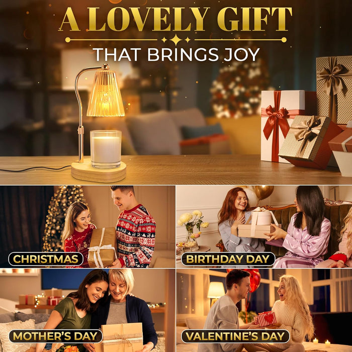 Adjustable Candle Lamp Warmer with Timer & Dimmer – Brightness Flameless Lamp Candle Warmer for Jar Candles – Elegant Valentine'S Day Gifts, Birthday Gifts for Women, and Presents for New Home