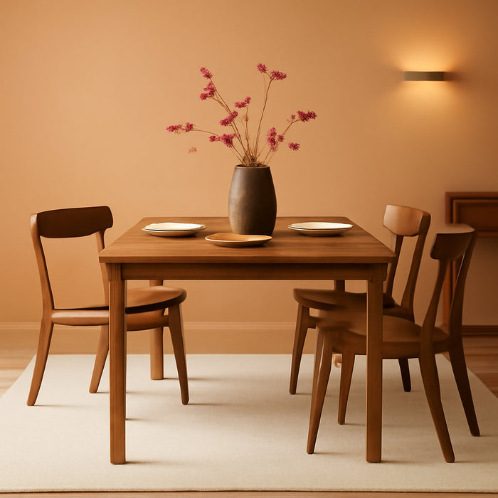 Farmhouse Solid Wood Dining Chairs Set of 4, Mid Century Modern Dining Chairs with Open Curved Back, Armless Wooden Kitchen & Dining Room Accent Chairs for Dining Living Room Restaurant, Walnut