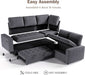 85 Inch Modular Sectional Sofa with Pull Out Bed, Chenille L Shaped Sectional Sofa with USB Ports/Reclining Backrest/Storage Seats, Tool-Free Assembly, Sofa Couch for Living Room Dark Grey
