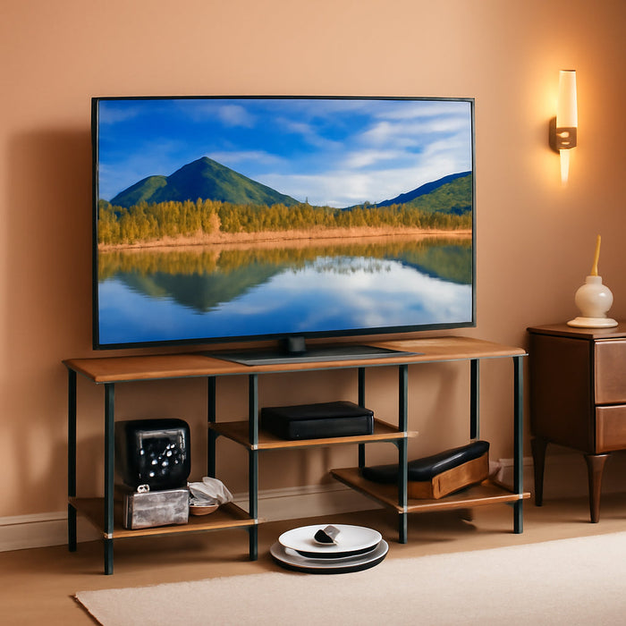 TV Stand for Bedroom 50 Inch TV Stand with Power Outlet 3 Tier Entertainment Center with Storage TV Console Table for 50 43 40 32 Inch TV, Rustic Brown