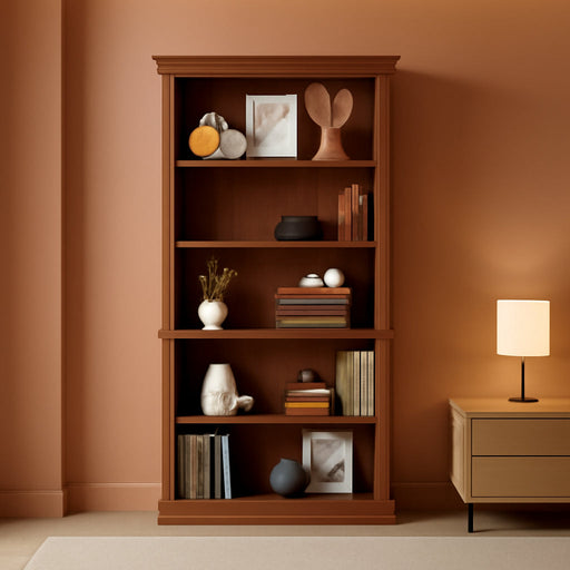 5-Shelf Bookcase, Wooden Standing Rack Book Storage Shelves Furniture Selection for Living Room, Bedroom, Home Office (Cherry)