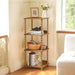 FourTier Bookcase SpindleLeg Open Shelves Caramel Tan