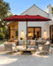 15FT Large Patio Umbrella with Base Included, Outdoor Deck Standing Umbrella with Crank Handle, Double-Side Rectangular Pool Umbrella for Outside, Market, Patio, Burgundy