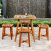 5 Pieces Wood Patio Dining Set with Square Table and 4 Stools