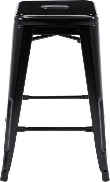 24" Bar Stools Black Backless Metal Barstools Indoor - Outdoor Counter Height Stools with Square Seat, Set of 2 - VF1571001 - ShipItFurniture