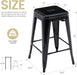 24" Bar Stools Black Backless Metal Barstools Indoor - Outdoor Counter Height Stools with Square Seat, Set of 2 - VF1571001 - ShipItFurniture