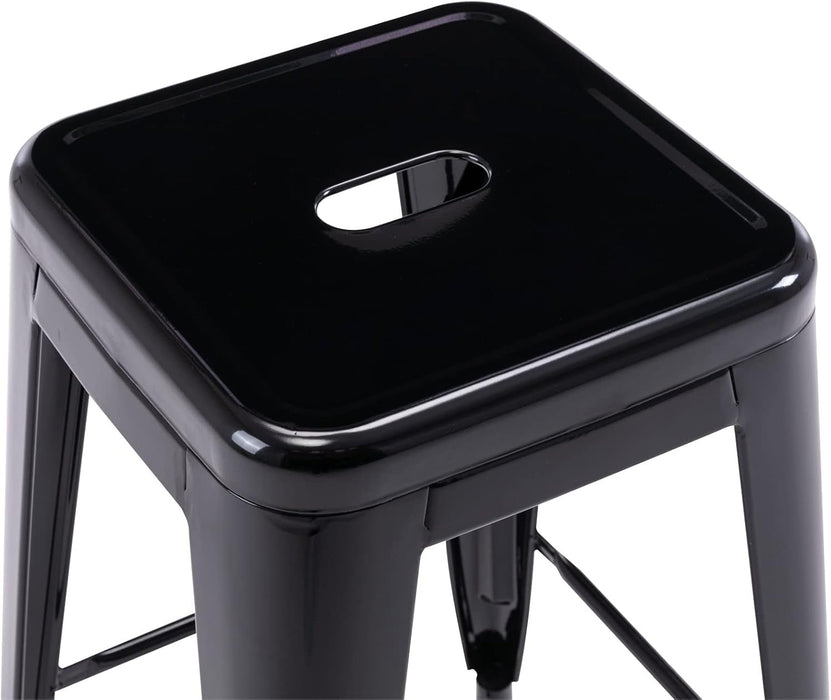 24" Bar Stools Black Backless Metal Barstools Indoor - Outdoor Counter Height Stools with Square Seat, Set of 2 - VF1571001 - ShipItFurniture