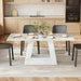 63" Modern Faux Marble Dining Table for 6, Rectangle, White | Kitchen Table, for 4-6 People, MDF, Faux Marble Finish, Heavy Duty Pedestal, for Dining Room, Kitchen, Living Room, White