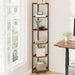Corner Shelf Stand, Corner Bookshelf, Storage Standing Shelf Unit with Metal Frame, Plant Stand, Corner Bookcase for Living Room, Home Office, Bedroom, 6-Tier Rustic Brown CS06001B