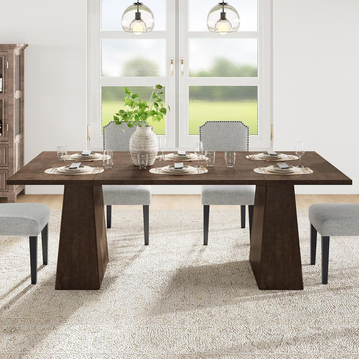 71" Dining Table for 6-8, Rectangle Table with Thick Heavy-Duty Legs | Rectangular Wooden Kitchen Table, Extra Large Desktop, Multi-Purpose Use, Farmhouse, for Living Room, Dining Room, Kitchen