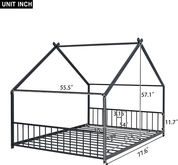 Montessori Oversized Floor Bed With Roof Playhouse