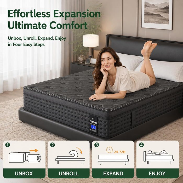 14 Inch Medium Firm Full Mattress, Encased Pocket Spring Hybrid Mattress, Certipur-Us Certified, Breathable Comfort, Motion Isolation, Pressure Point Relief & Lumbar Support 100 Night Trial
