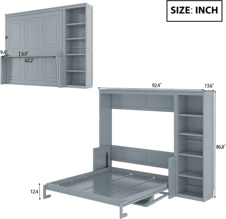 Gray Queen MurphyDesk With Industrial Storage Shelving