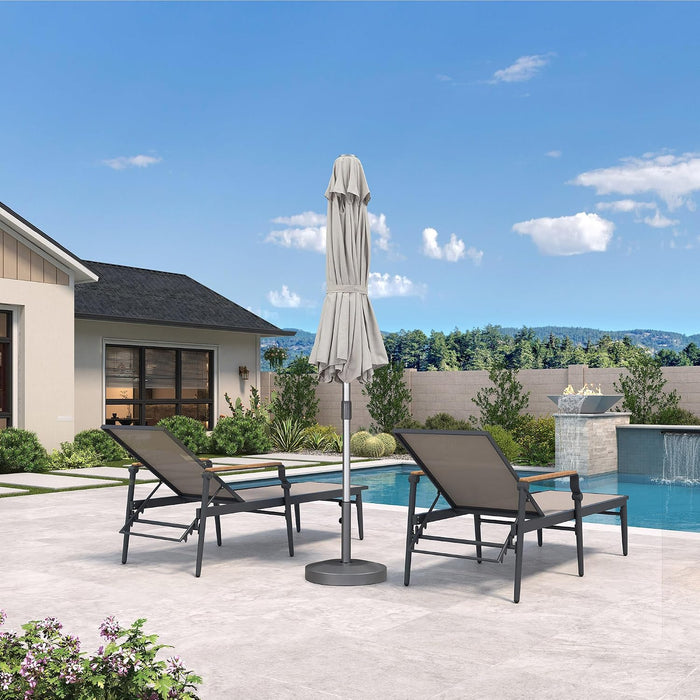 Outdoor Table Sun Umbrella 11.5 FT round Semi Auto Lift, Beige