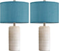 23" Set of 2 Nautical Ceramic Nightstand Table Lamps, Blue