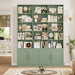82.3" Triple Wide Bookshelf, Tall Bookcase with 4 Doors, Green