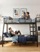 Twin XL Queen Bunk Bed Black IndustrialGradeSteelFrame