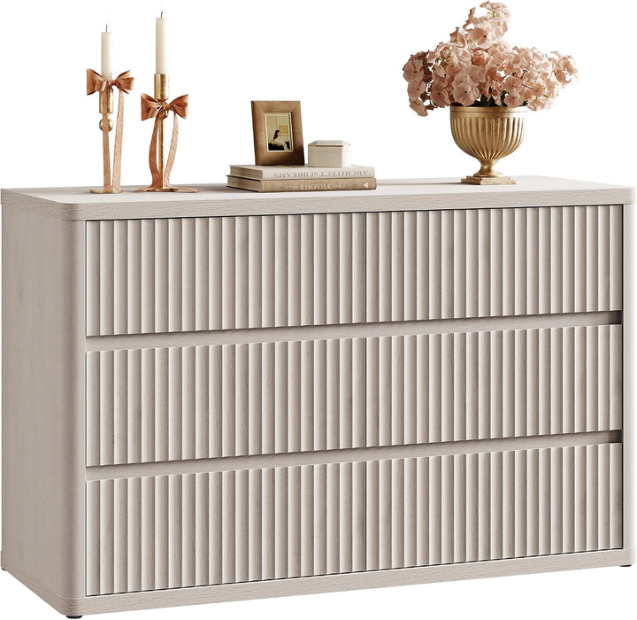53.5" Extra Wide Dresser for Bedroom Dressers with 6 Fluted Drawers