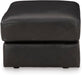Amiata Contemporary Firmly Cushioned Leather Rectangular Ottoman, Black