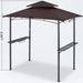 8'X 5' Grill Gazebo Shelter, Double Tier Outdoor BBQ Gazebo Canopy with LED Light(Brown)