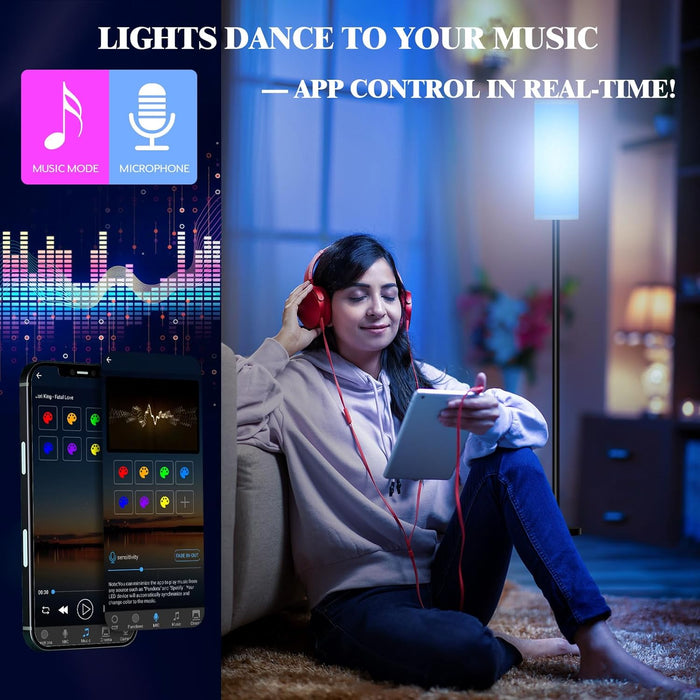 Smart LED 67InchTall FloorLamp With AppControl RGB
