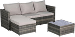 3 Pieces Patio Furniture Set All-Weather Outdoor Wicker Sectional Conversation Sofa Rattan Patio Sofa W/Cushion & Glass Table,Patio Conversation Set,Backyard Furniture for Porch (Light Gray)