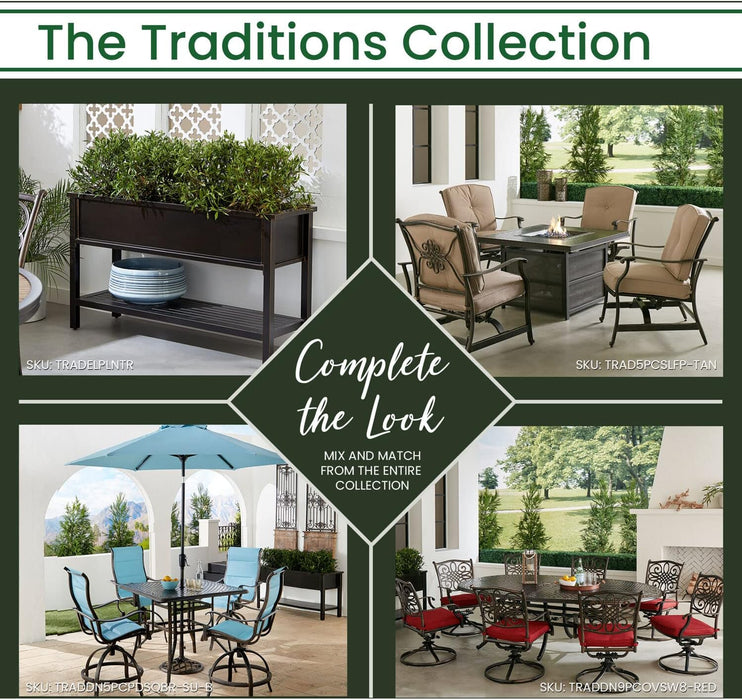 Traditions Outdoor Table, 50" Slat Top Console Table with 2 Shelves, Rust-Resistant All-Weather Patio Table with Brushed Bronze Finish, Perfect for Storage and Display Space or Bar Set Up