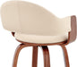 Daxton Mid Century Modern Swivel Bar Stool for Kitchen Island Counter in Cream Faux Leather and Walnut Wood, 30" Seat Height