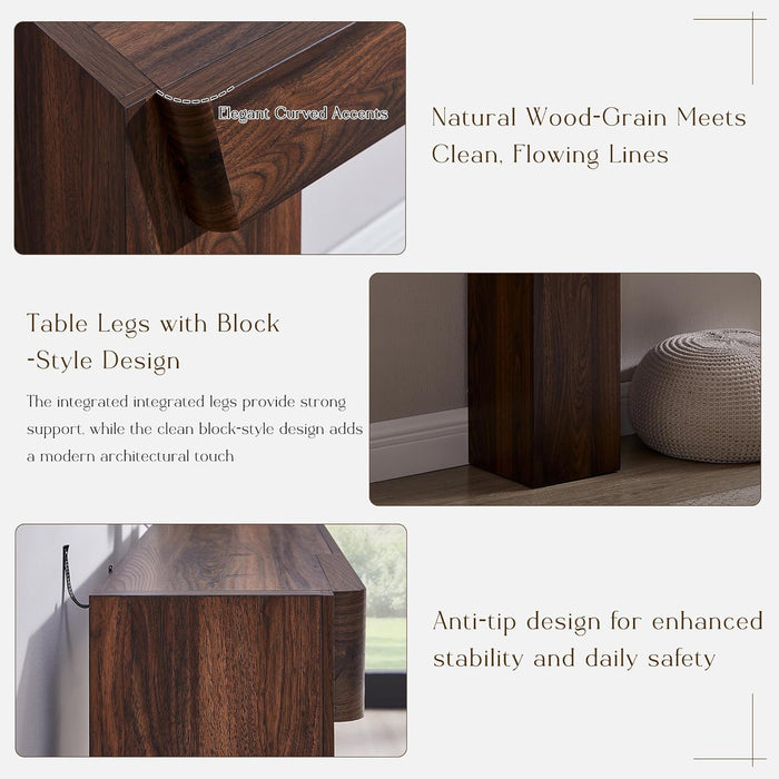 63" Console Table with Storage Drawer, Modern Entryway Table with Drawers, Thick Wood Legs Design, Sofa Table behind Couch, Wood Console Tables for Entryway Hallway Living Room, Brown