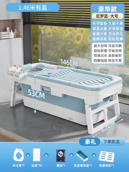 Portable Folding Bathtub for Adults Hot Bath Spa Plastic Bathtubs Children Swimming Pool Bucket Sauna Lid Cover House Bath Tub Z