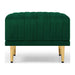 Living Room Ottoman Black Velvet Channel Tufted to Combine with Sectional Sofa or Armchair, Green