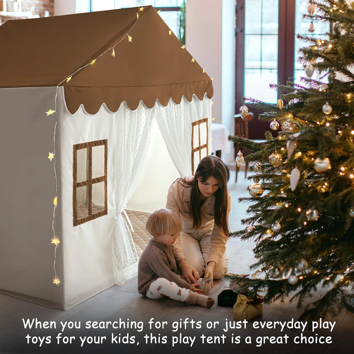 Kids Tent with Mat, Kid Play Tent for Toddlers, Indoor Playhouse Princess Toddler Tents for Girls Boys, Large Bed Tents, House Toys for Boy Girl Birthday, 57" L X 35.5" W X 53" H