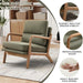 Mid Century Modern Accent Chair, Linen Fabric Upholstered Lounge Arm Chair with Solid Wood Frame and Soft Cushion for Living Room, Bedroom, Balcony (1, Green)