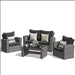 Wicker Patio Conversation Set with Tempered Glass Table and Outdoor Cushions for Backyard Living
