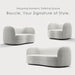 Nimiane Modern Boucle 3 Piece Sofa Set with Curved Arms and Wooden Legs, Accent Furniture Sets for Living Room, Home Office, Bedroom, Lounge, Off-White