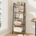 Ladder Shelf, Bookshelf, Freestanding Corner Storage Shelf | Bookcase with 2 Hooks for Office, Living Room, Kitchen, Bedroom, Industrial, 11.8"D X 23.6"W X 63"H, Rustic Brown BC19301B