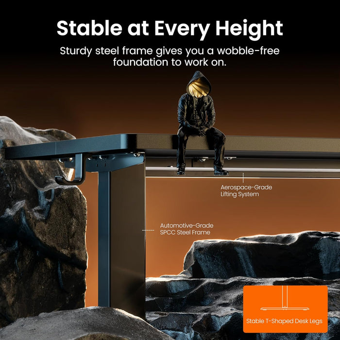 Height Adjustable Electric Standing Desk, 55 X 28 Inches Sit Stand up Desk, Memory Computer Home Office Desk, Black