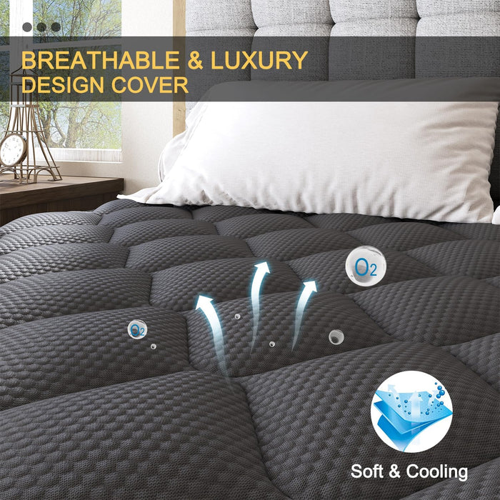 Queen Mattress, 14 Inch Hybrid Mattresses Euro Top Medium Firm for Back & Lumbar Support, 100 Night Trial, Individual Pocket Spring Bed for Motion Isolation & Pressure Relief