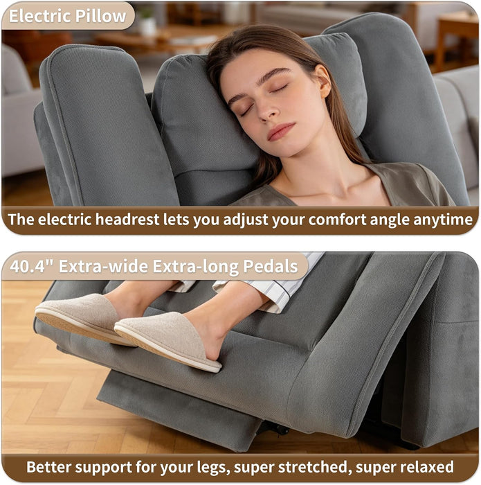 450Lbs Linen Oversized Power Recliner with Electric Headrest